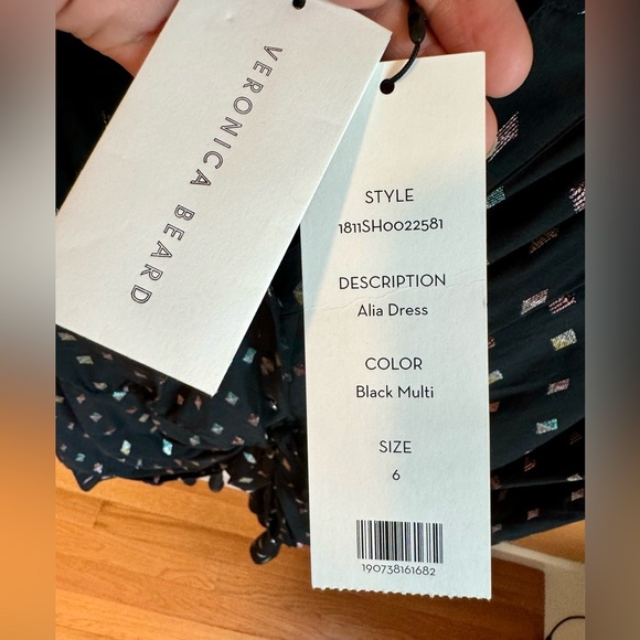 NWT Veronica Beard Alia dress size 6 black with colorful metallic party dress - Picture 7 of 14